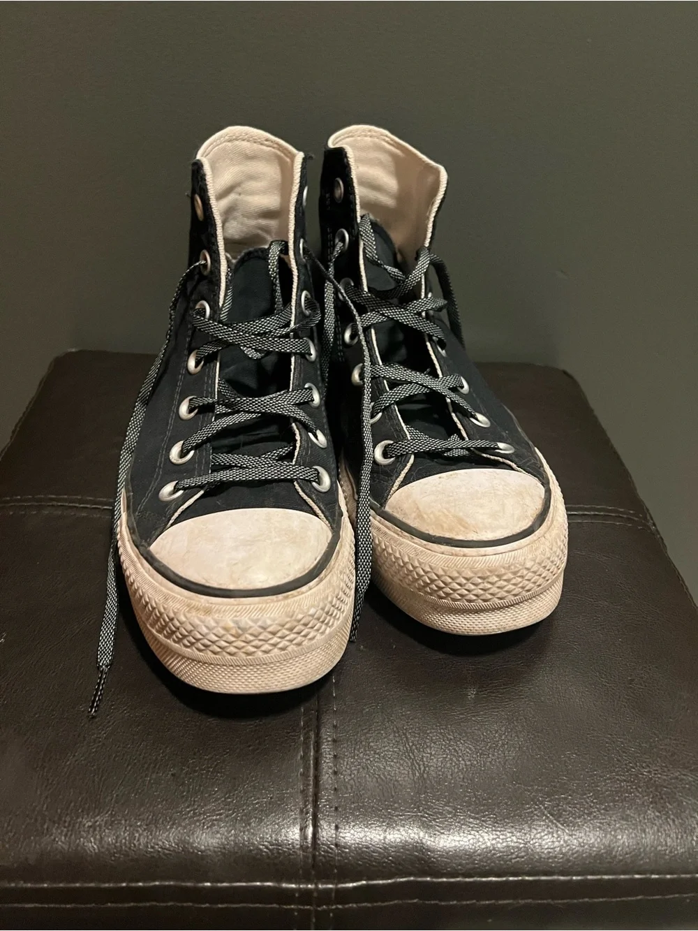 Converse Black High-Top Platform Sneakers with White Logo Patch